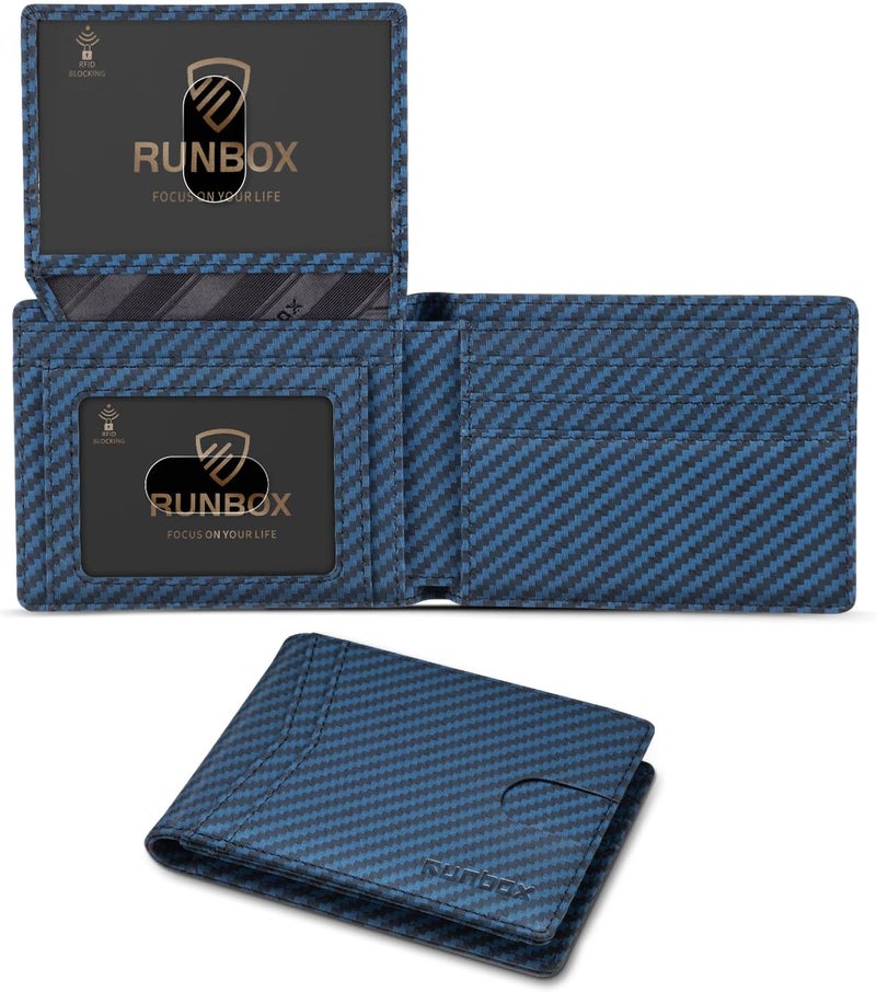 RUNBOX Wallet for Men Slim Rfid Leather 2 ID Window With Gift Box | Slim, Rfid, 2 ID Window, With Gift Box, Slim, Rfid - Image 1
